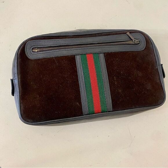 GUCCI Sherry line Suede Leather Clutch Bag 💼 Brown - Picture 7 of 16